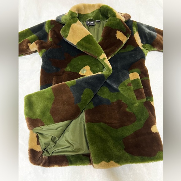 Adidas Ivy Park Beyonce Unisex Kids Sz 5/6/2XS Faux Fur Camouflage Jacket Coat - Picture 6 of 14